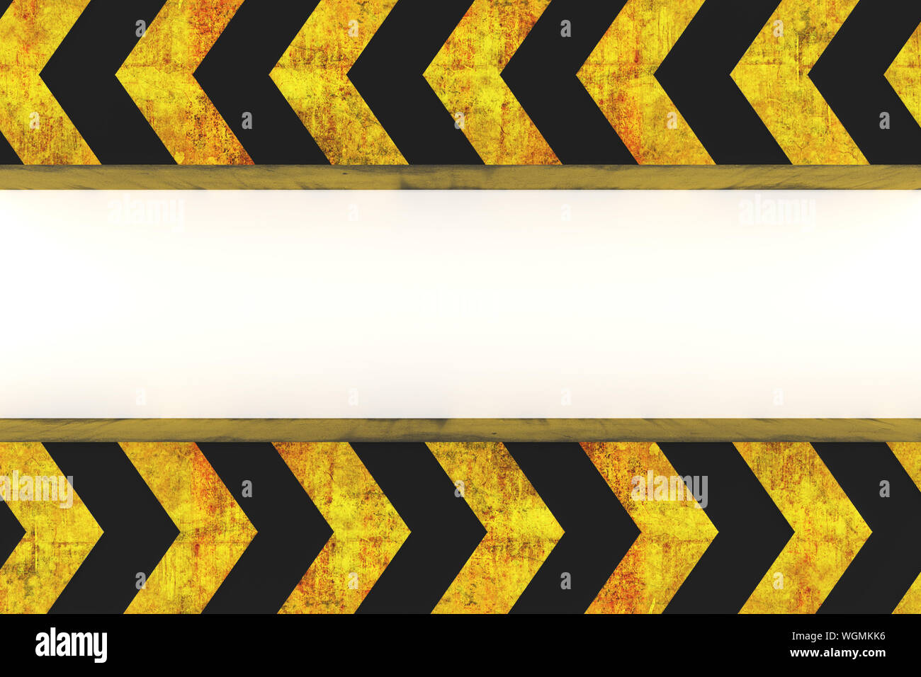 warning hazard grunge pattern in yellow and black color on white background Stock Photo