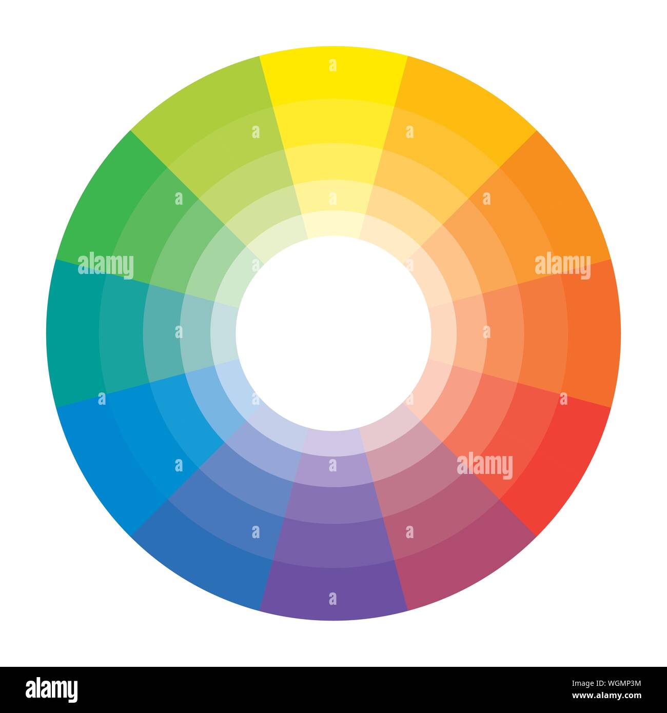 Multicolor Spectral Rainbow Circle of 12 segments. Spectral harmonic pattern set. Stock Vector