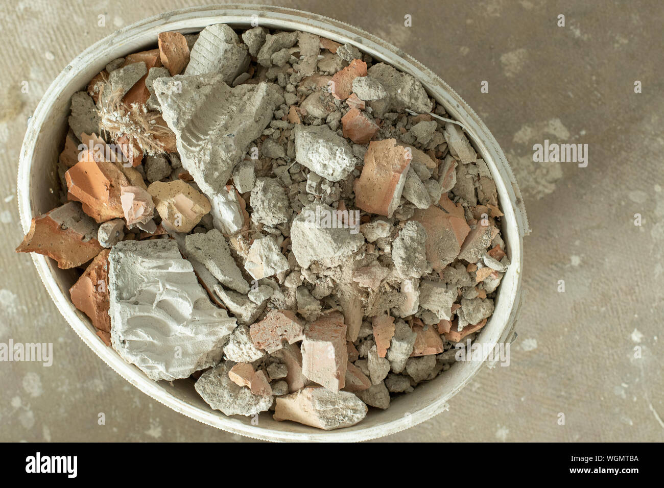 top view of bucket full with debris Stock Photo