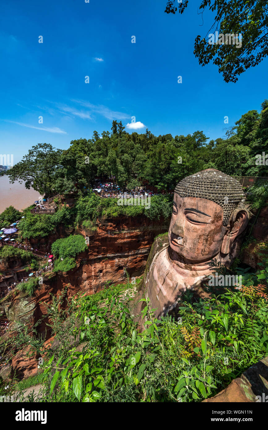 The Giant Leshan Buddha near Chengdu, China Stock Photo
