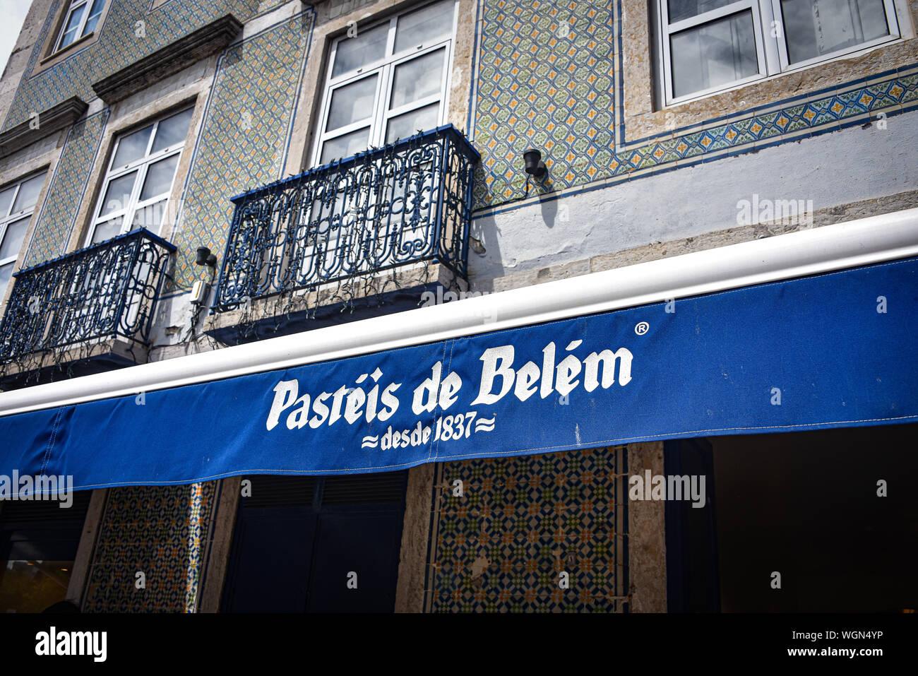 Lisbon, Portugal July 28, 2019 Pasteis de Belem, a famous traditional bakery in the Belem