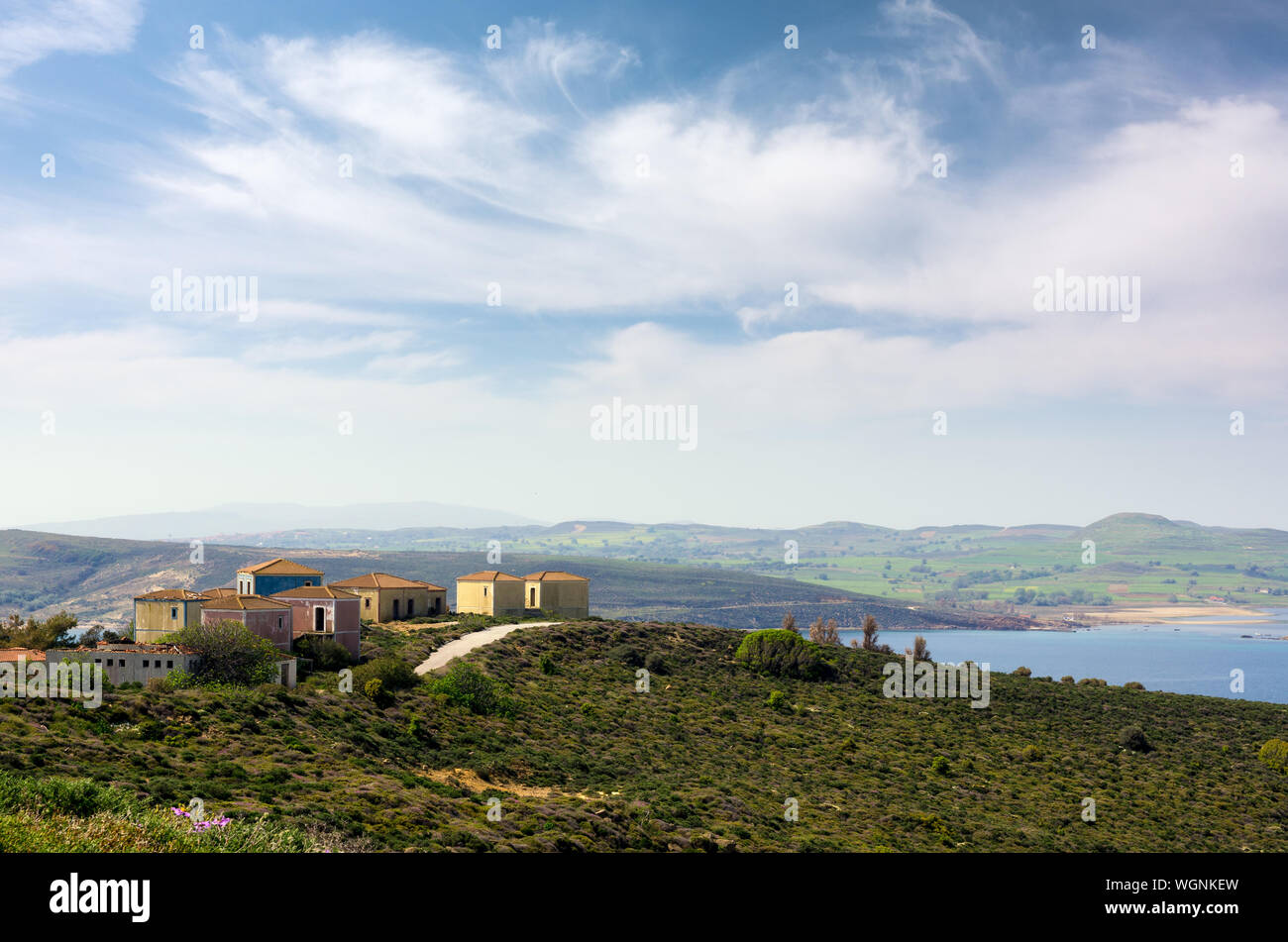Abandoned hotel in Lemnos island, Greece Stock Photo Alamy