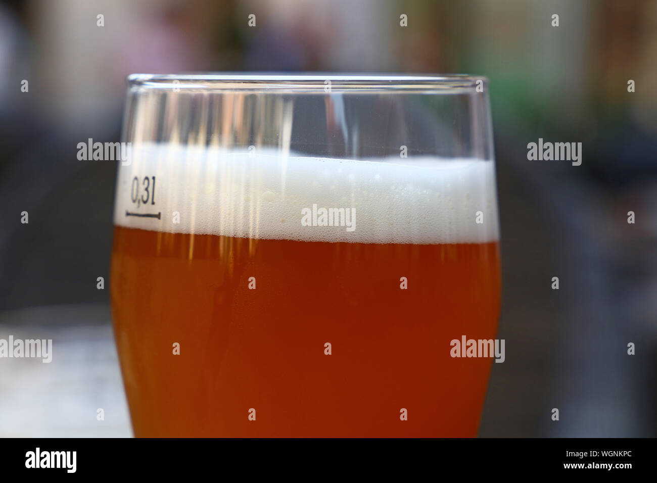 Close-up Of Draught Beer On Table Stock Photo