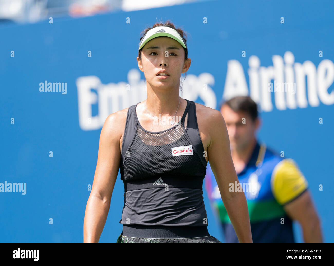 New York, NY - September 1, 2019: Qiang Wang (China) reacts during round 4 of US Open Championship against Ashleigh Barty (Australia) at Billie Jean King National Tennis Center Stock Photo