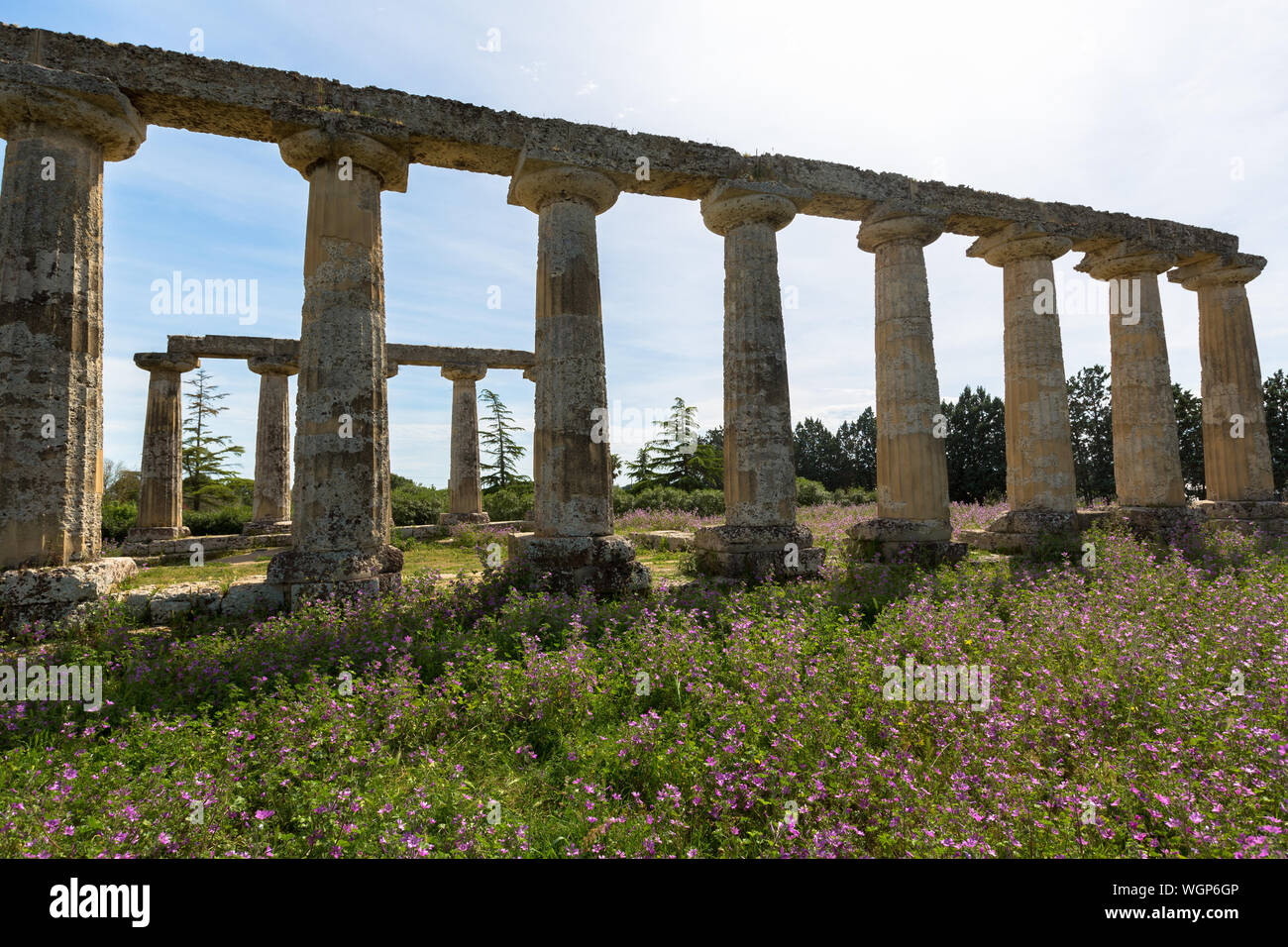 Ruins Of Architectural Columns Against Sky Stock Photo