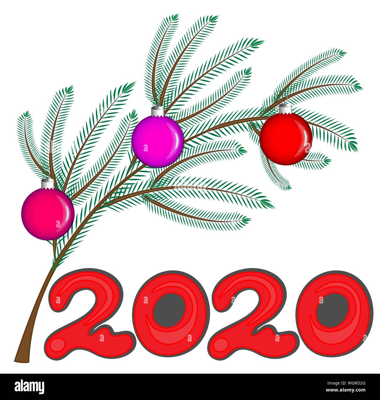 Vector illustration, postcard - Happy new year 2020. Chinese horoscope - the year of the rat. Two gray rats in love meet the new year Stock Vector