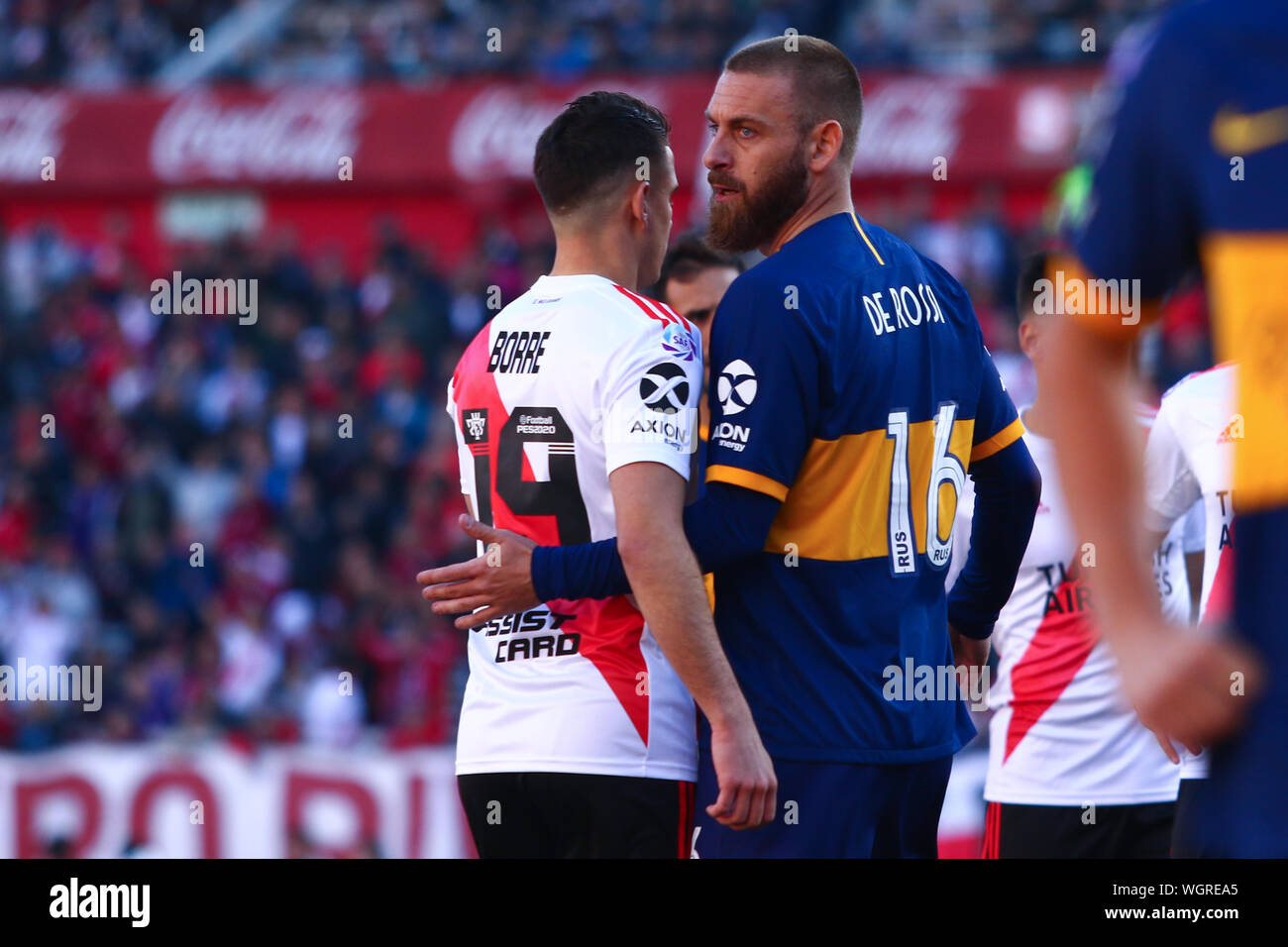 BUENOS AIRES, 01.09.2019: Daniele De Rossi during the derby between River Plate and Boca Juniors for match of Superliga Argentina on Monumental Stadiu Stock Photo