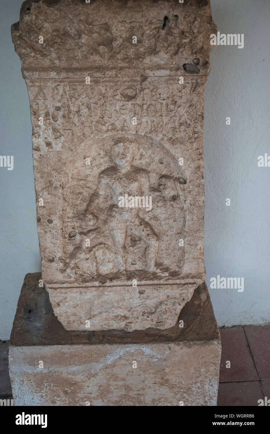 Altar dedicated to Dracon the first recorded democratic legislator of ancient Athens, Greece. Stock Photo