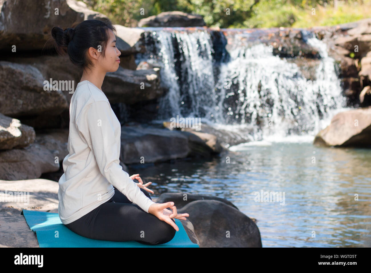Indian yoga lotus position hi-res stock photography and images - Alamy