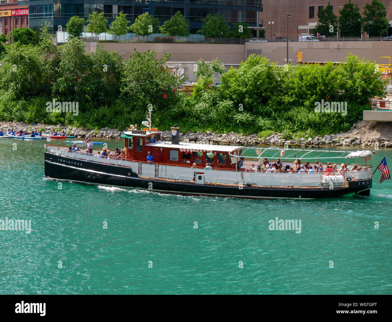 Sightseeing boat Innisfree, Chicago River. Stock Photo