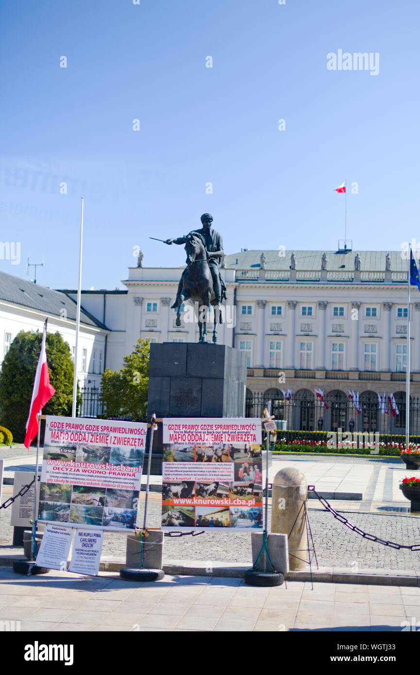 Monument to Prince Józef Poniatowski in Warsaw, Poland Stock Photo