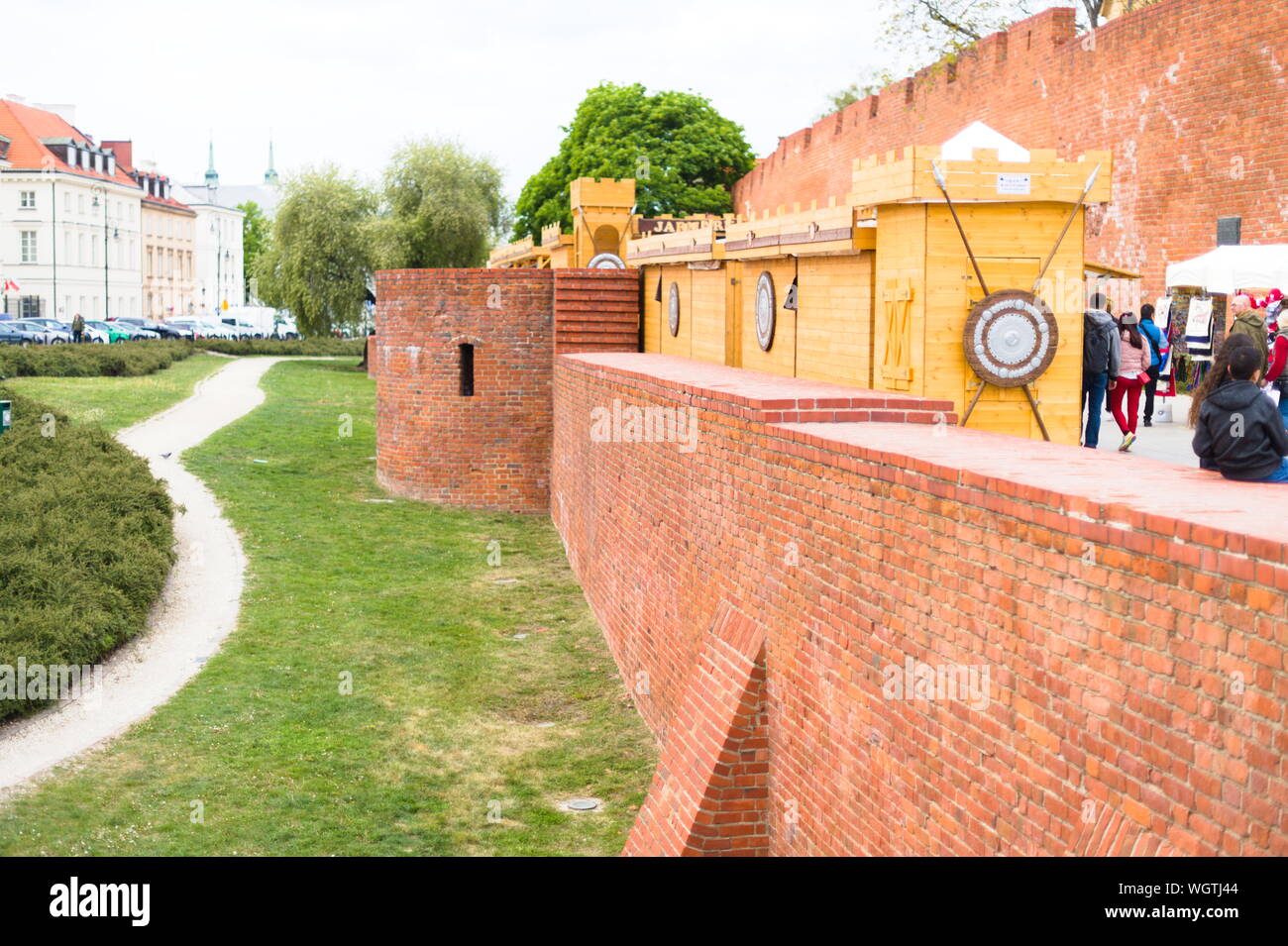 The defensive walls and fortifications of Warsaw's old town. Stock Photo