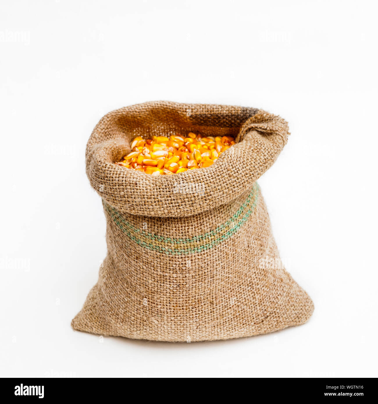 Corn In Sack Over White Background Stock Photo Alamy