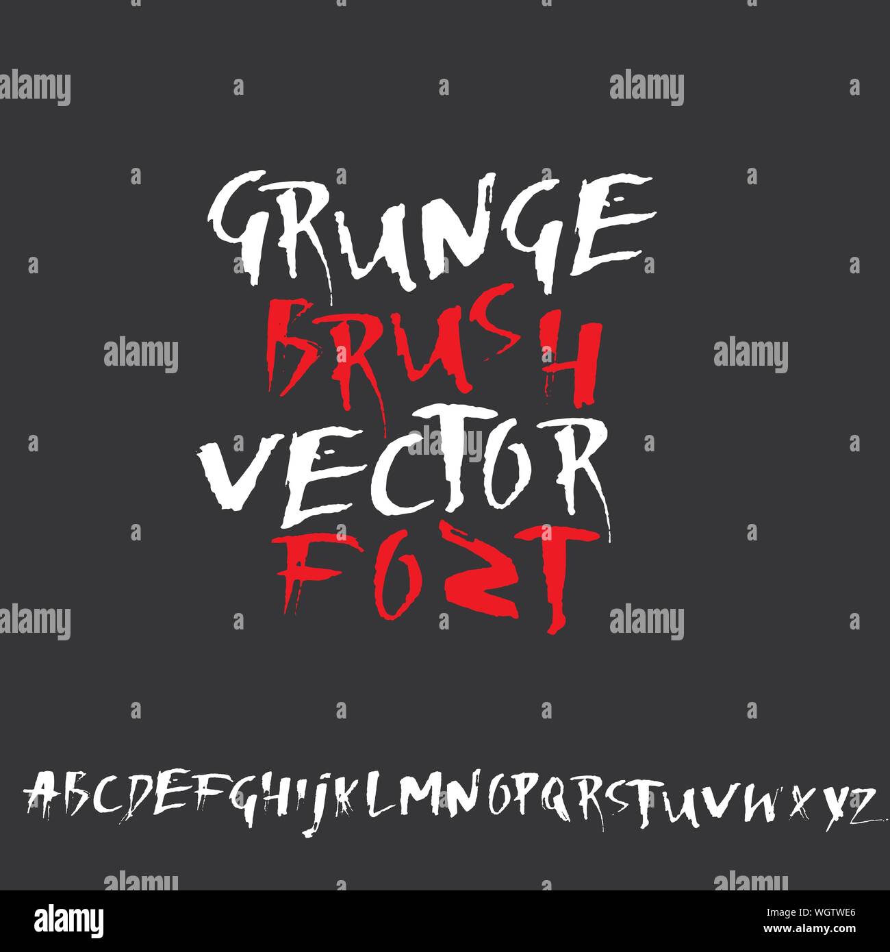 Hand drawn dry brush font. Modern brush lettering. Grunge style ...