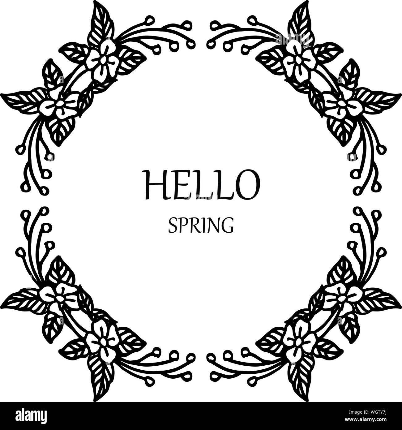 Hello spring, with leaf flower frame background. Vector Stock Vector ...