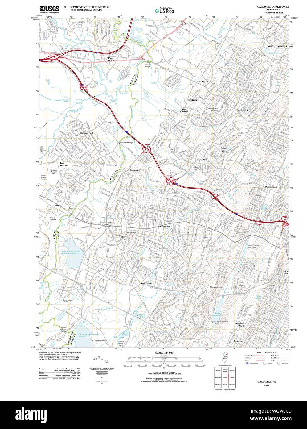 Map of caldwell new jersey Cut Out Stock Images & Pictures Alamy