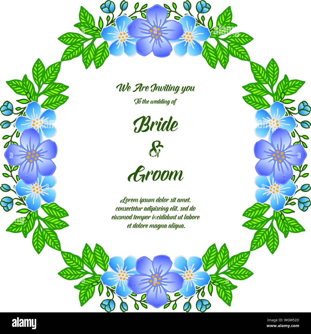 Motif beautiful colorful flower frame, for lettering text bride and