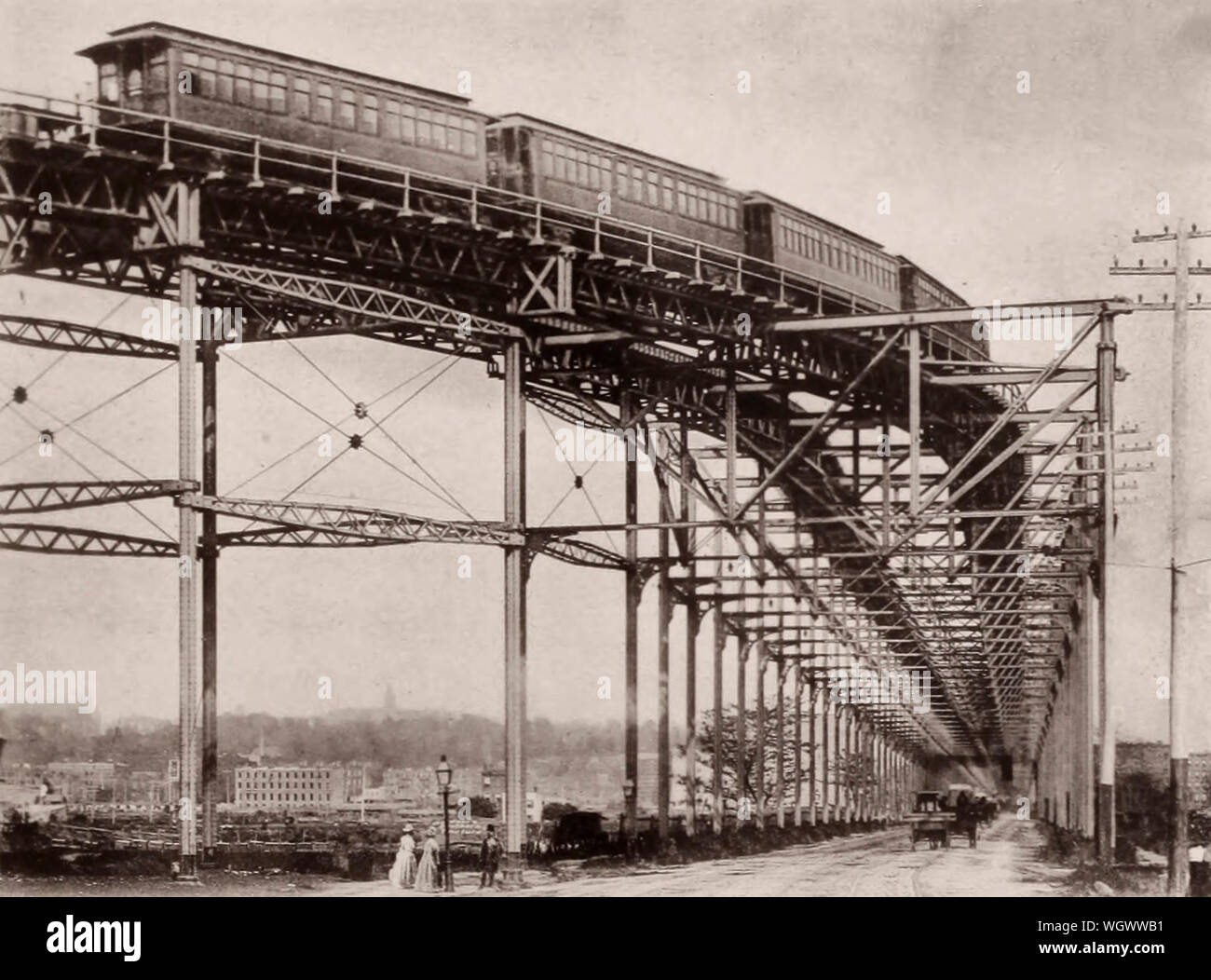 Vintage Postcard 110th Street Elevated Train Curve 1917 New York City