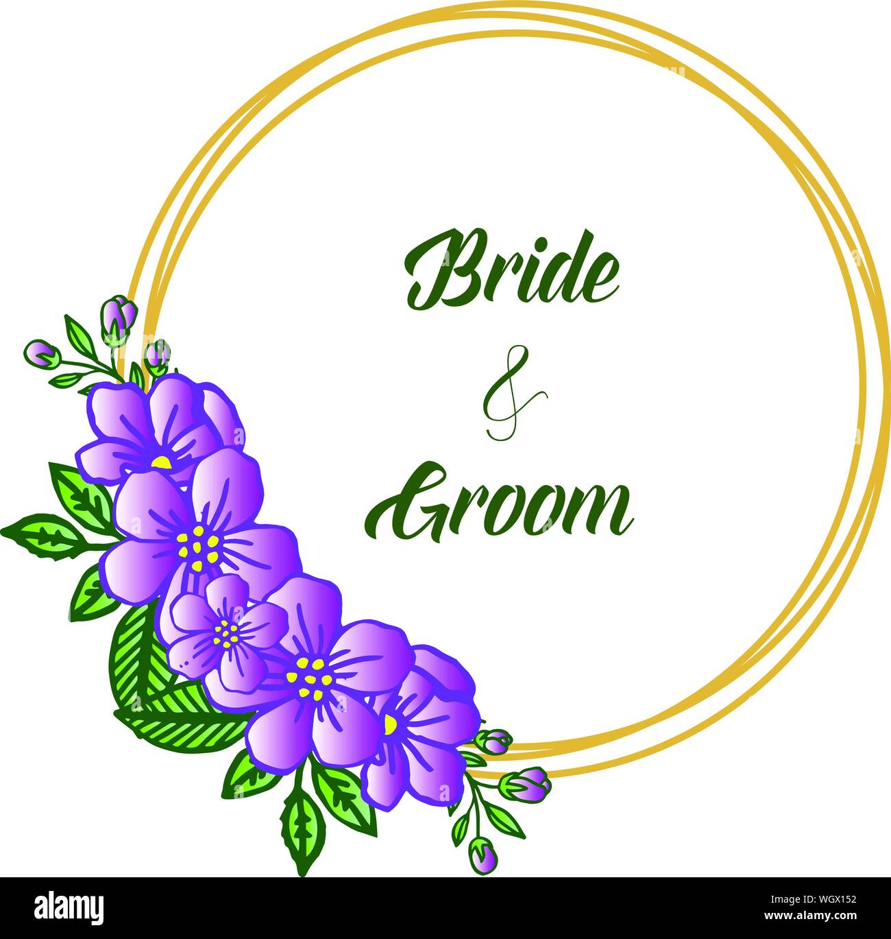 Various shape frame with abstract purple floral, for wedding invitation  template bride and groom. Vector Stock Vector Image & Art - Alamy
