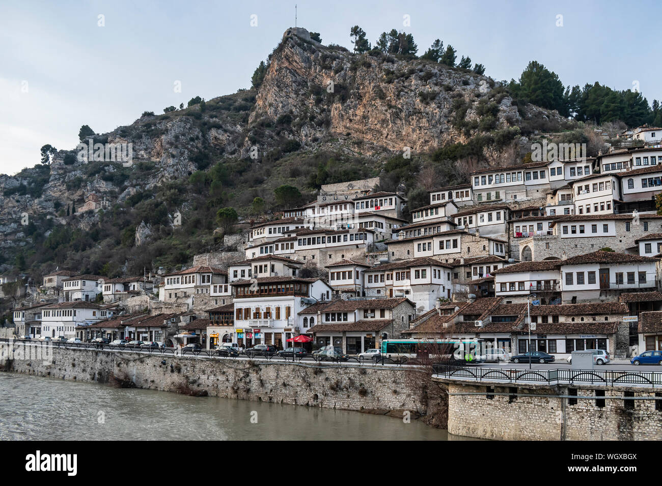Berat, Albania January 2019 View of the old town of Berat Stock