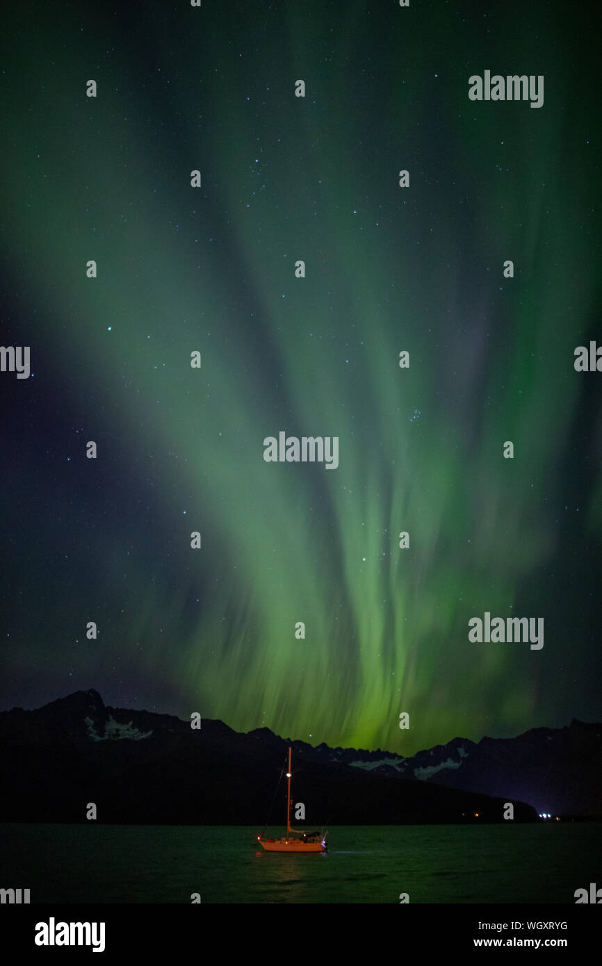 Northern Lights, also known as Aurora borealis, Seward, Alaska Stock Photo