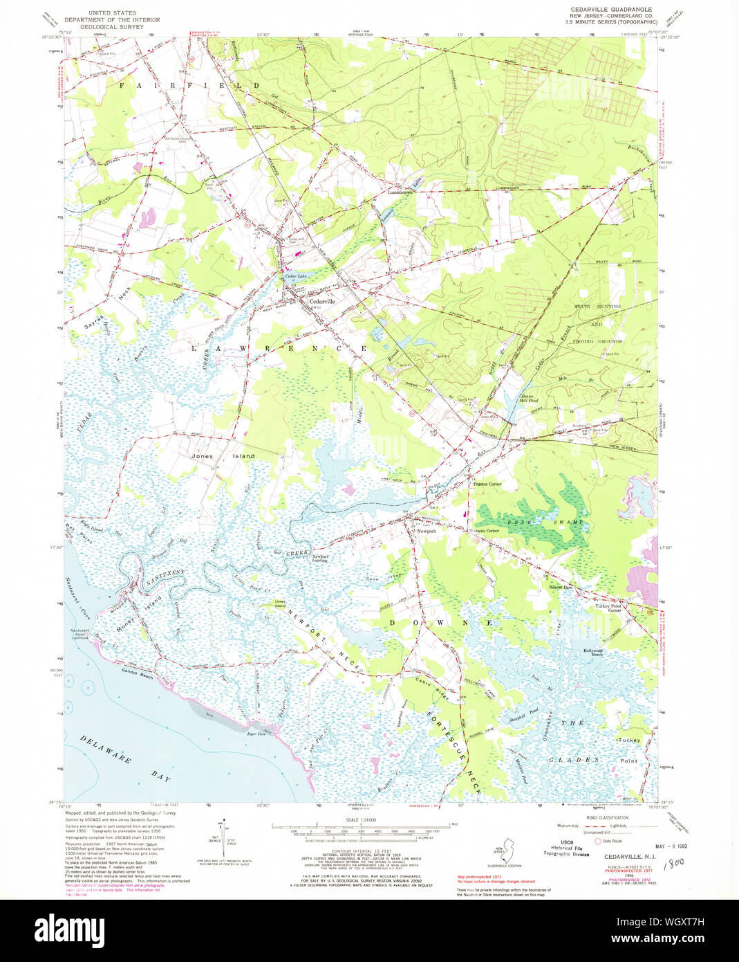USGS TOPO Map New Jersey NJ Cedarville 254265 1956 24000 Restoration Stock Photo Alamy