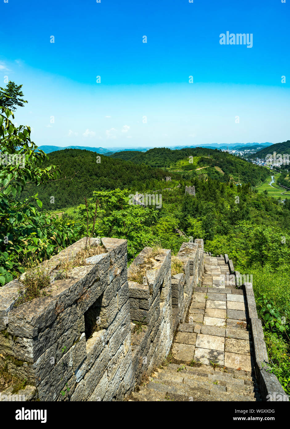 Great Wall ruins near Fenghuang city, China Stock Photo