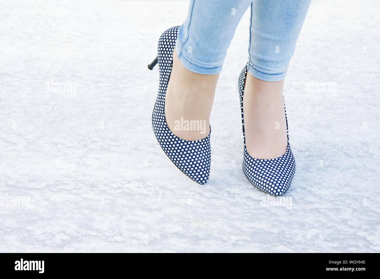 Woman wearing jeans high heels hi-res stock photography and images - Alamy