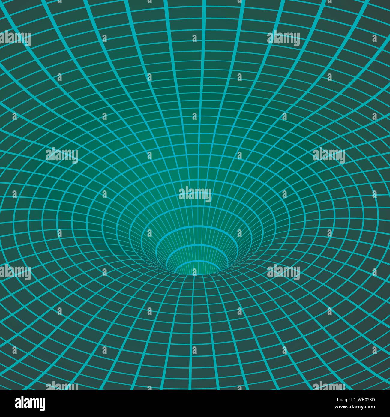Abstract wireframe of wormhole. Space curvature - funnel. Vector illustration Stock Vector