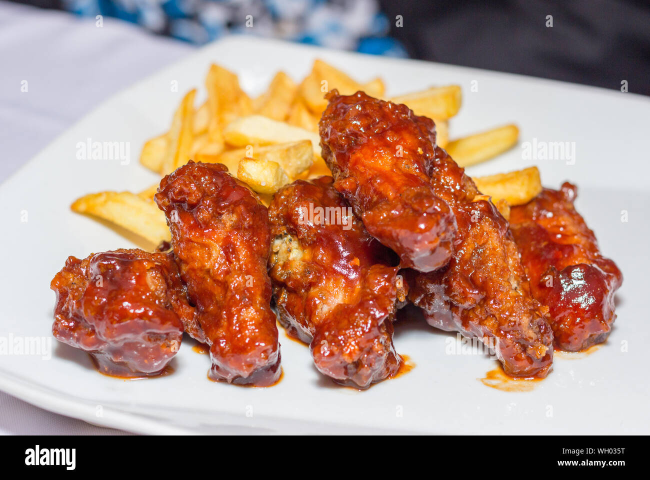 Closeup Of Meat And French Fries In Plate Stock Photo Alamy