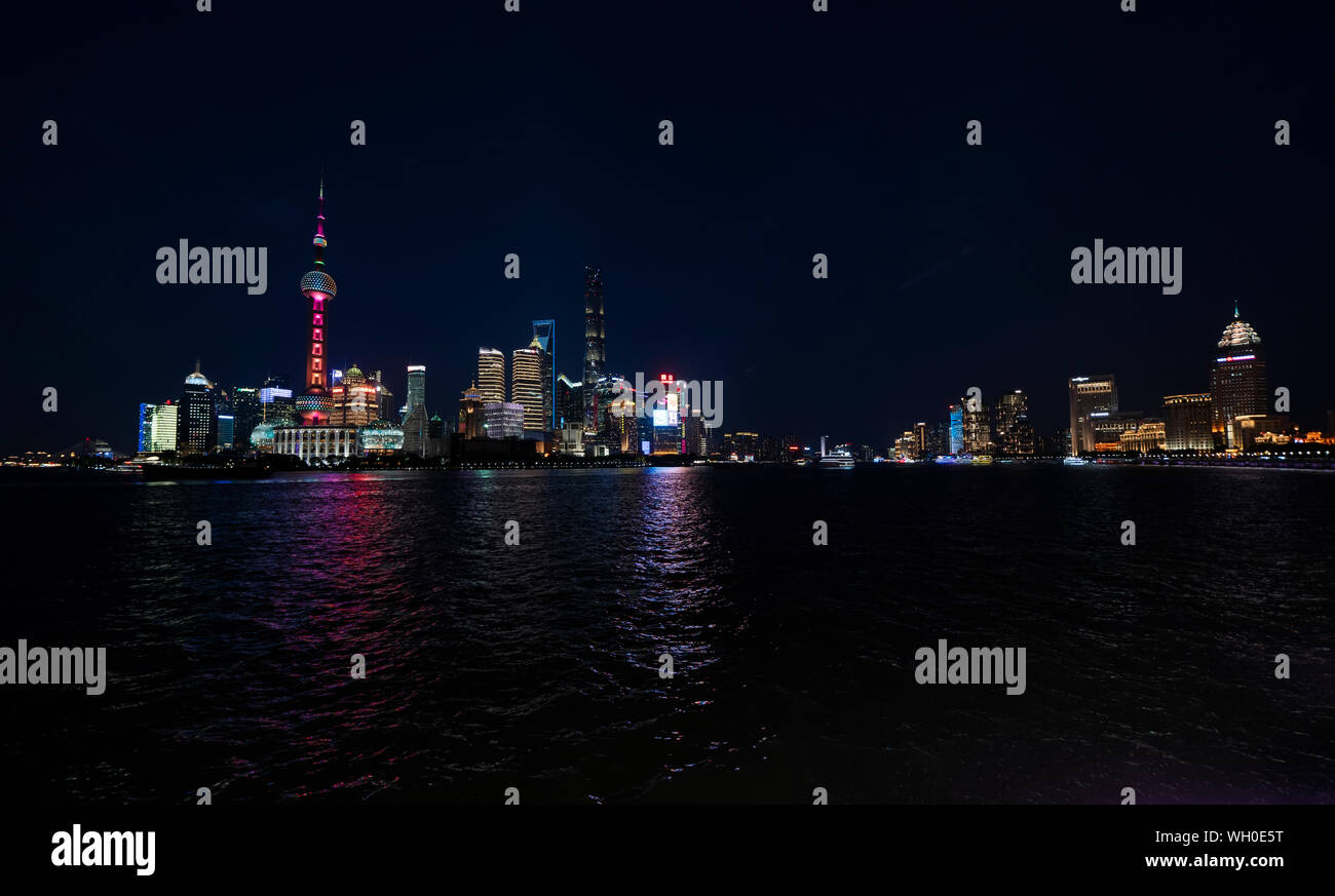 Shanghai skyline at night. Stock Photo