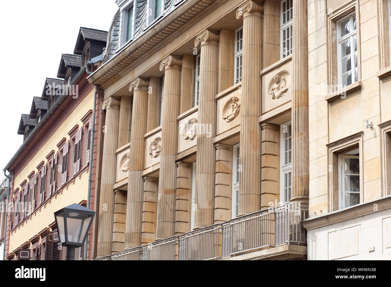 Heidelberg, Baden Württemberg / Germany / Detail of Old Building with Hand Made Statues Stock Photo