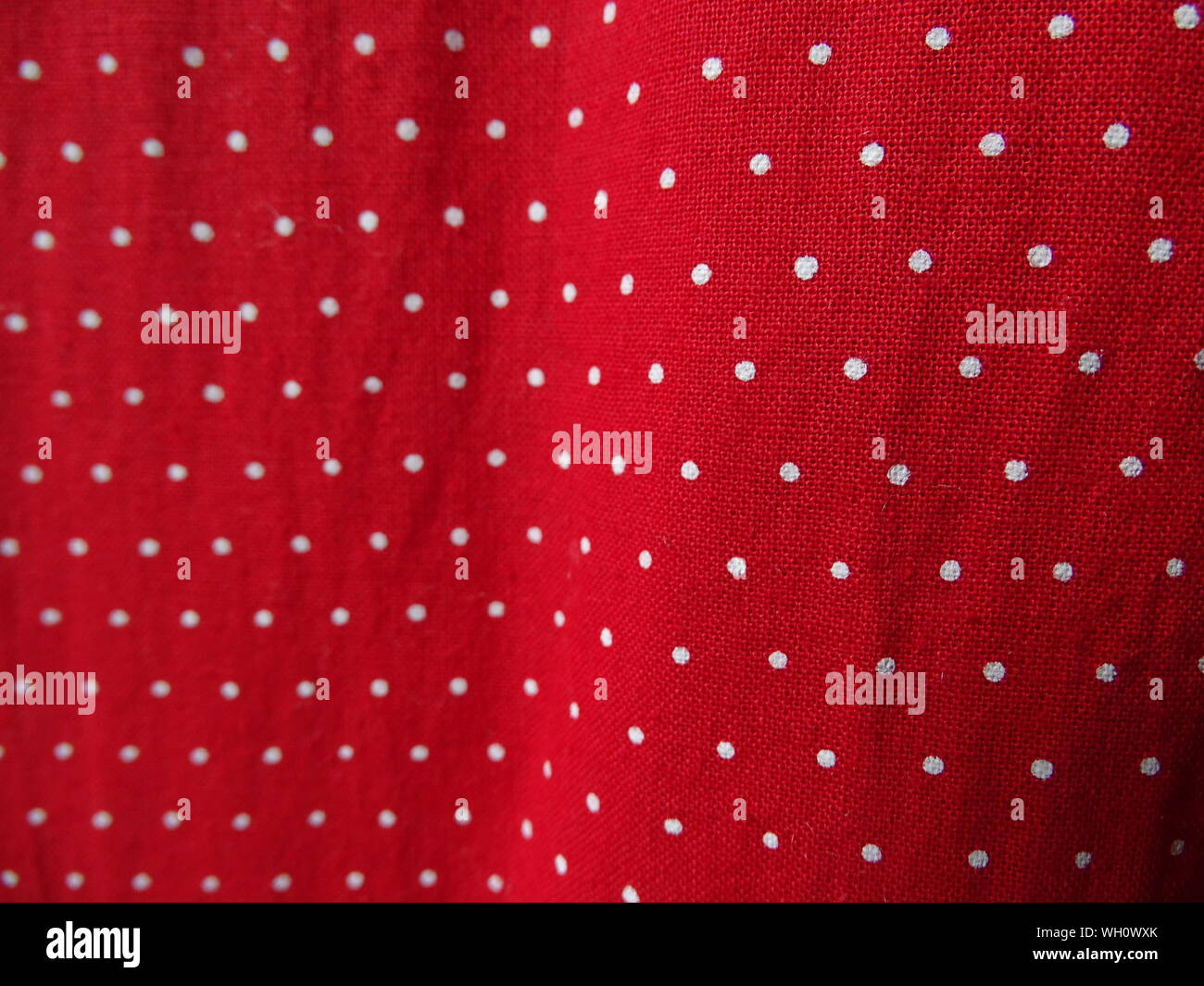 Full Frame Shot Of Red Fabric With White Spots Stock Photo