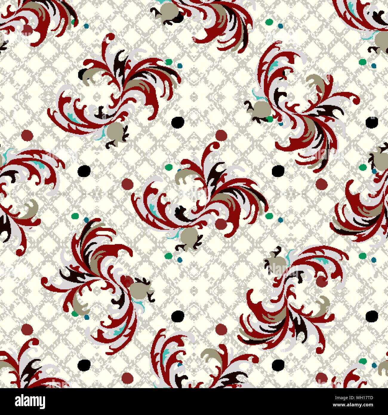 flower petals abstract vector seamless pattern on a geometric ...