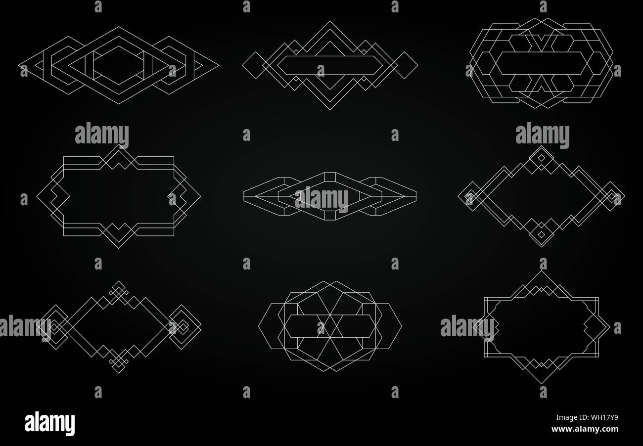 Set of vector trendy geometric icons. Set geometric signs, labels, and ...