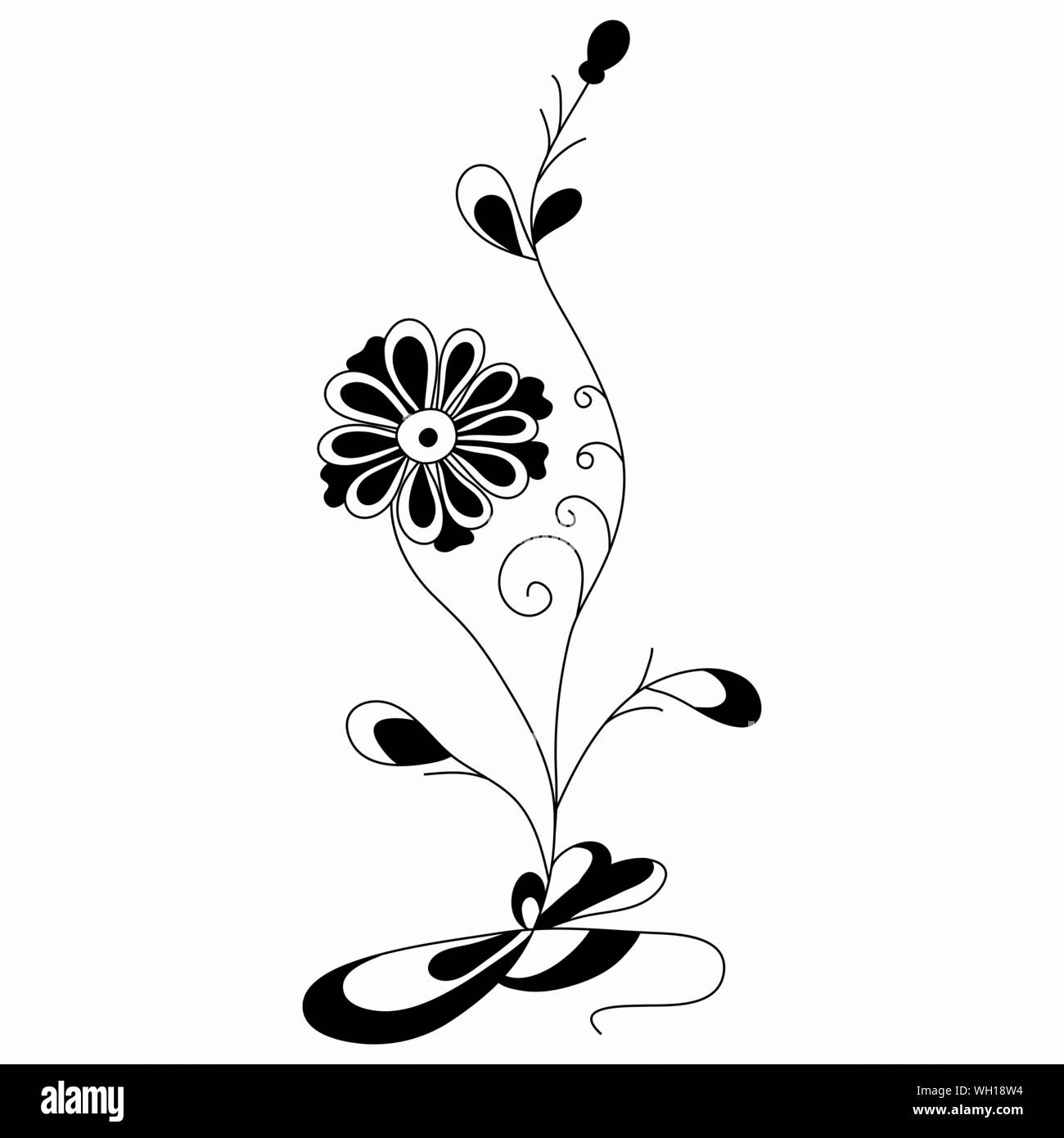 Flower abstract vector illustration of a classic style on a white background Stock Vector