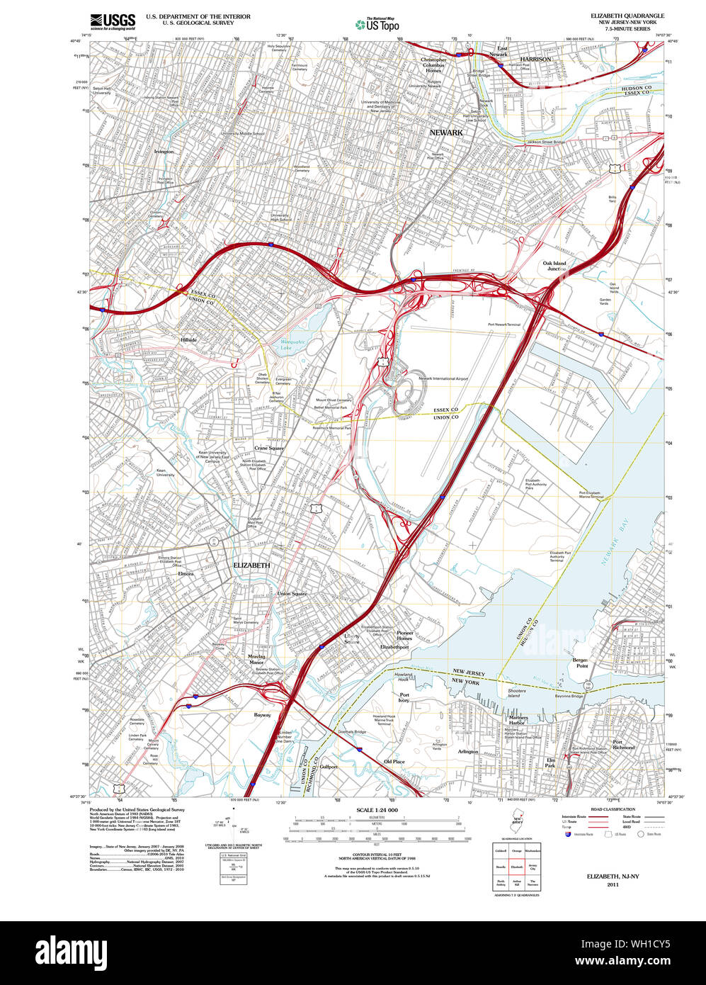 Map of elizabeth new jersey hi-res stock photography and images - Alamy