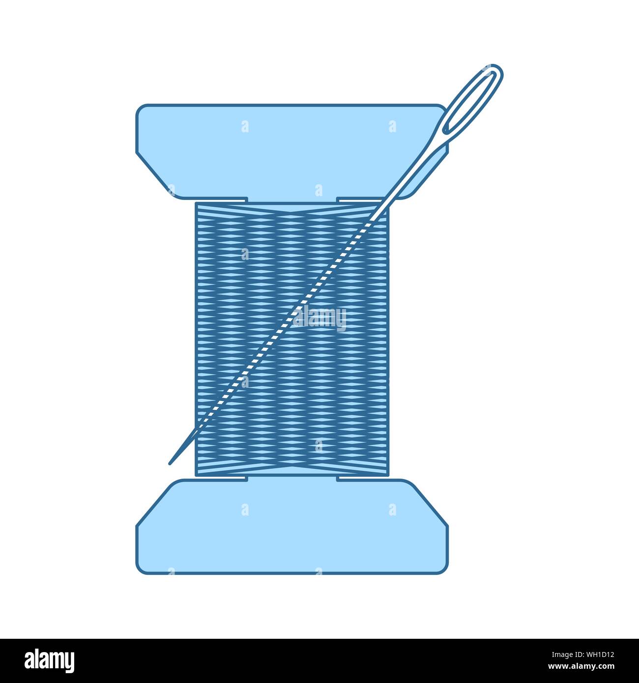 Sewing Reel With Thread Icon. Thin Line With Blue Fill Design. Vector