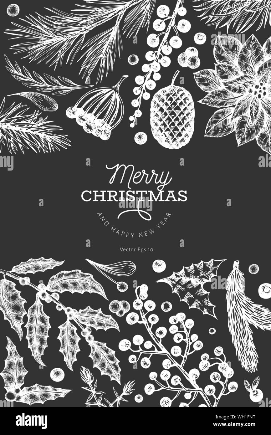 Christmas Banner Template Vector Hand Drawn Illustrations On