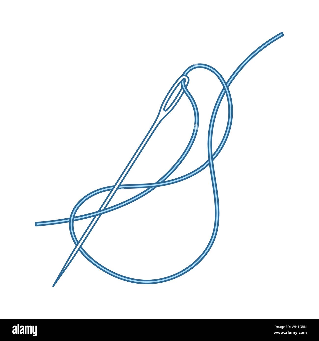 Sewing Needle With Thread Icon. Thin Line With Blue Fill Design. Vector ...
