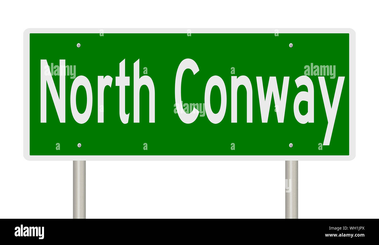 Rendering of a green highway sign for North Conway New Hampshire Stock ...