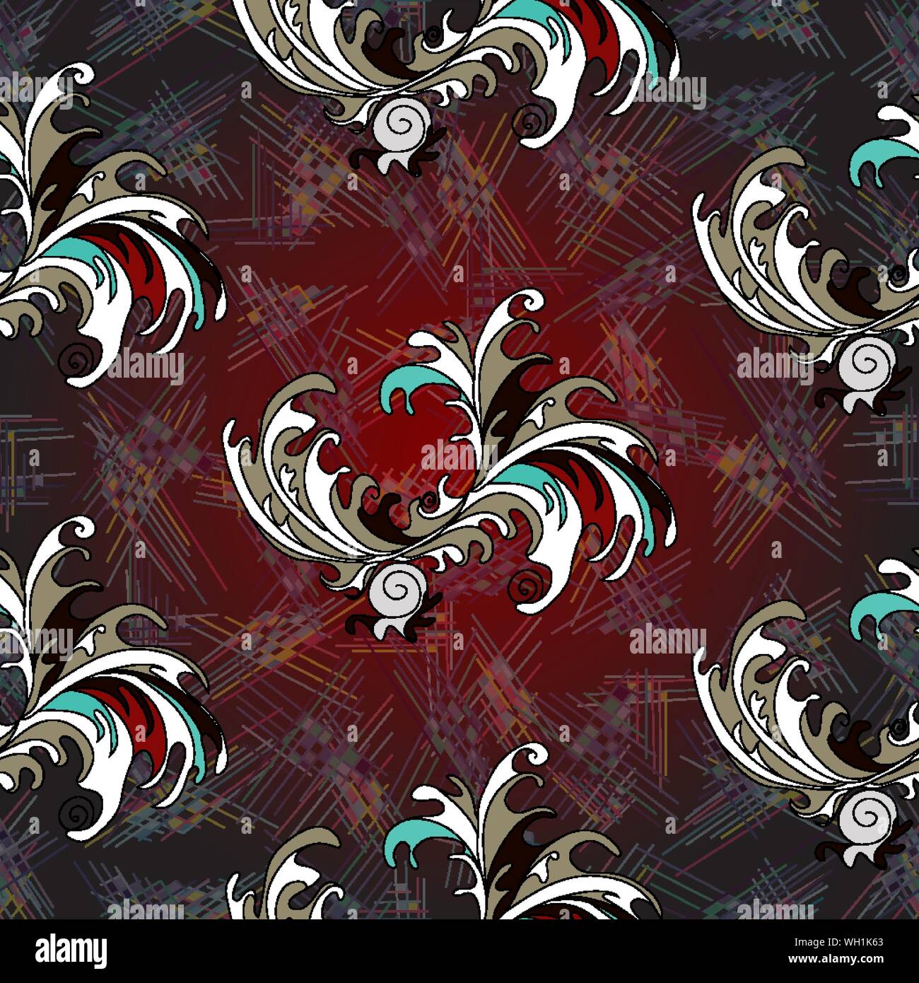 flower petals abstract vector seamless pattern for background illuminated wallpaper Stock Vector