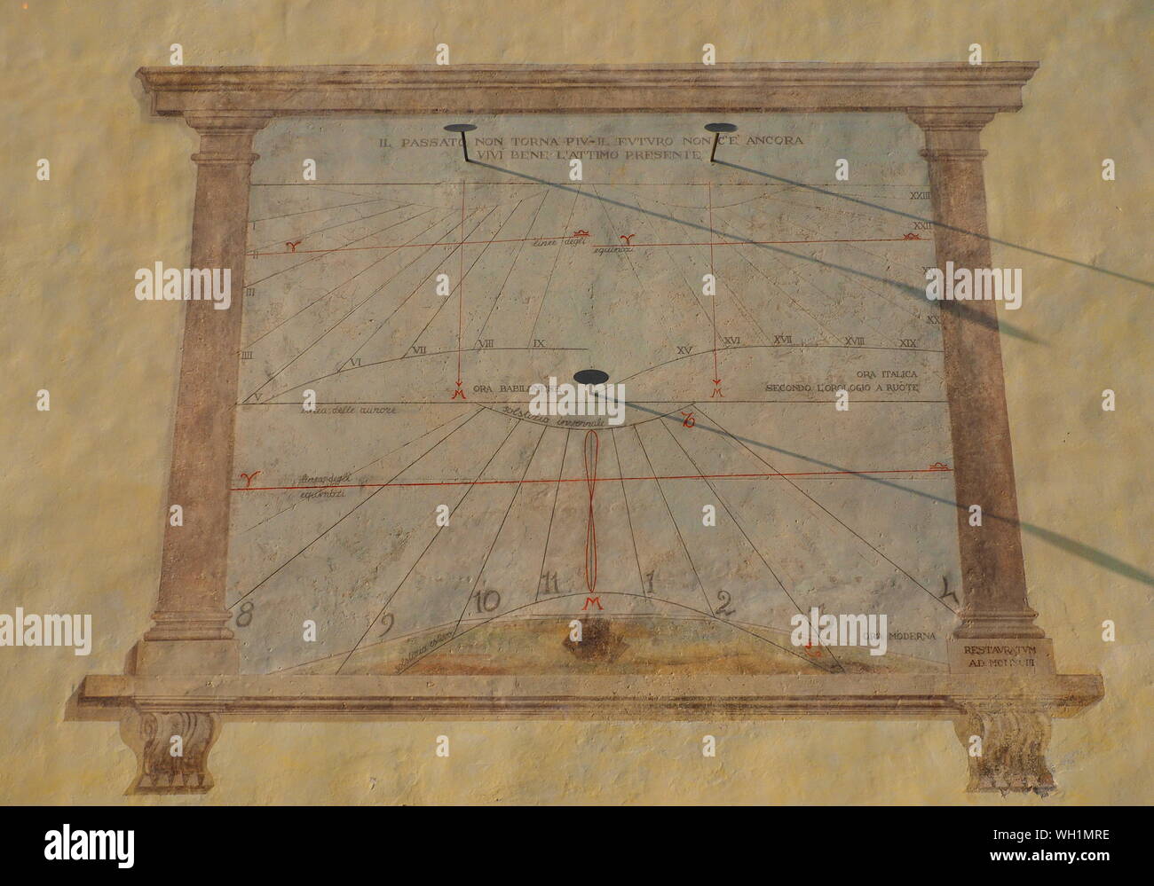 Italy sundial and gnomon antique, Stock Photo