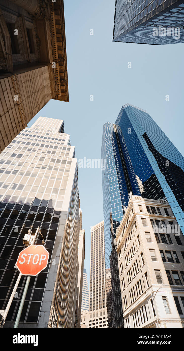 New York City financial district architecture, color toning applied ...