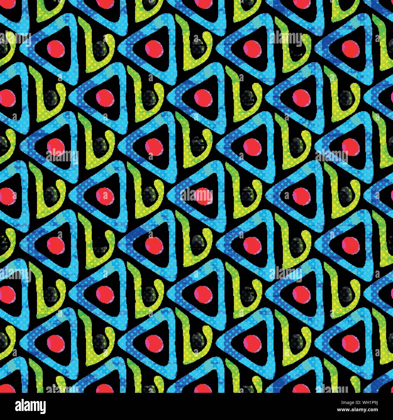 bright graffiti geometric seamless pattern grunge effect Stock Vector