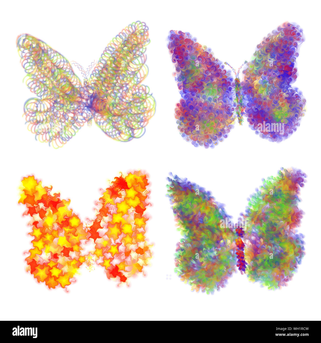 Illustration of abstract colorful butterflys on white background Stock ...