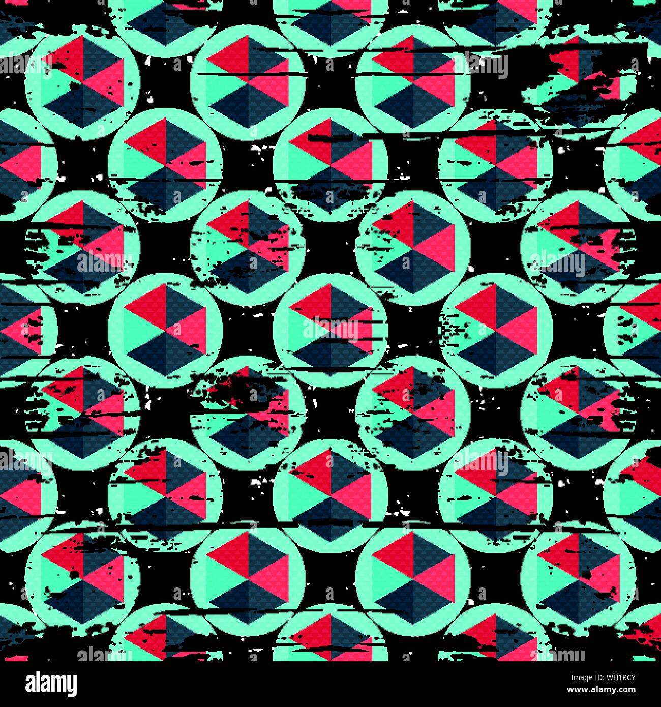 abstract colored polygons on a black background seamless pattern vector illustration Stock Vector