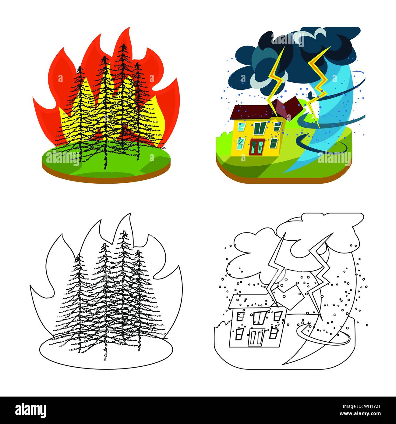 Vector design of weather and distress sign. Collection of weather and ...