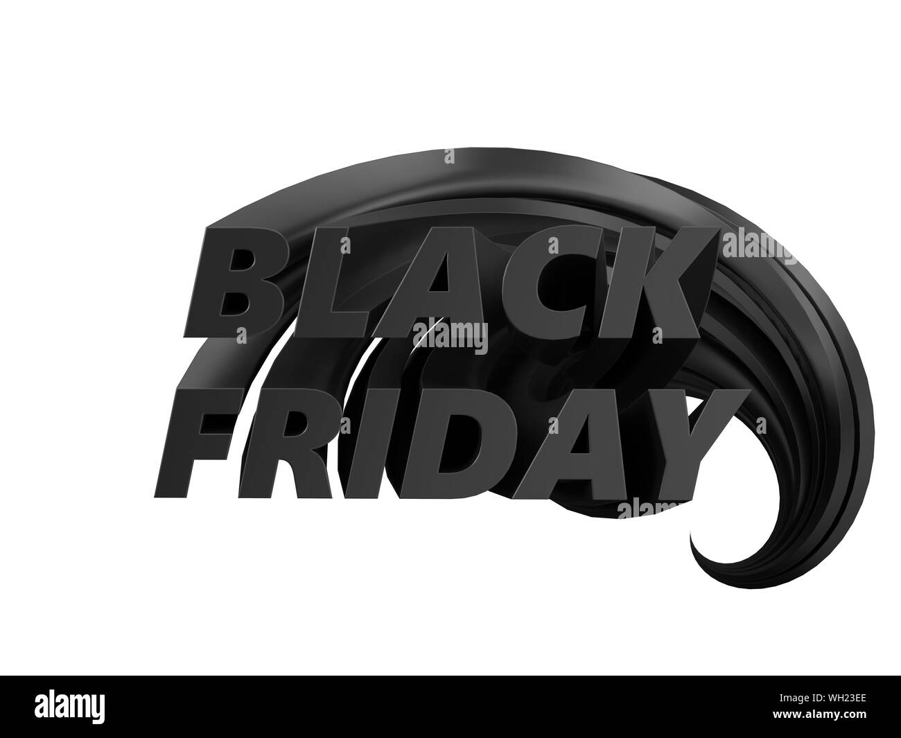black friday with long text body. text rises from background to front. 3d illustration Stock Photo