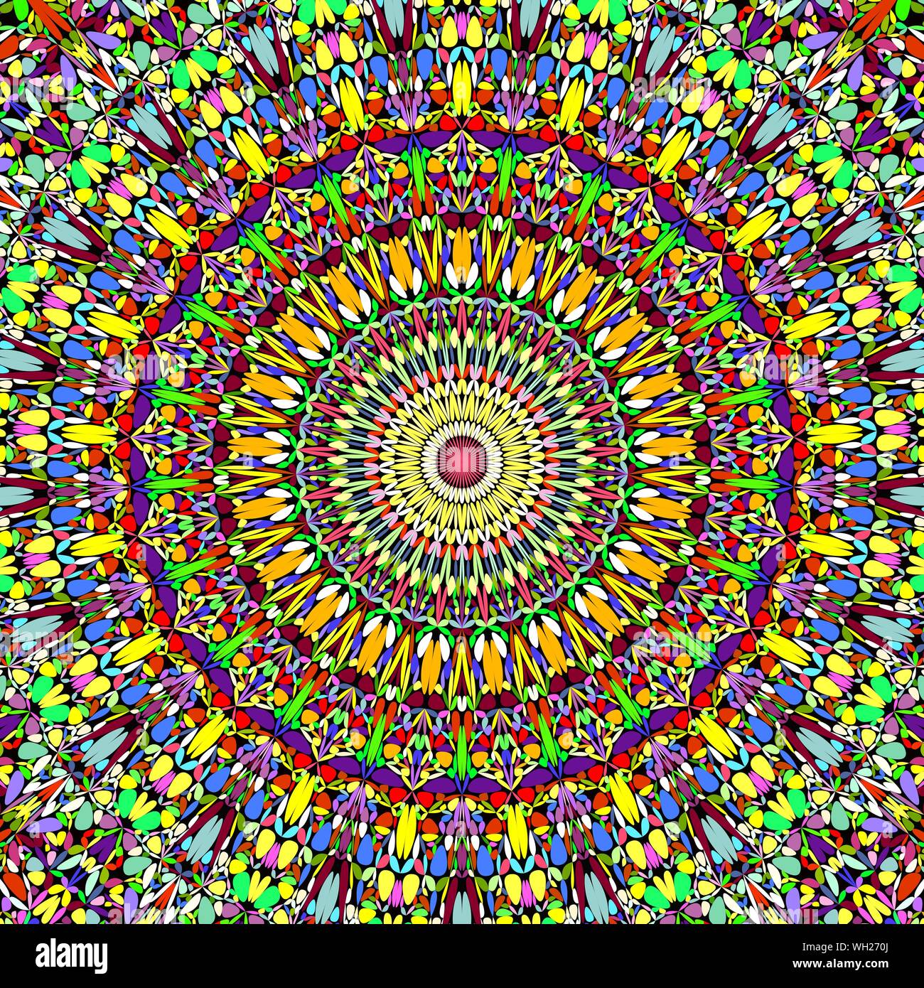 Multicolored flower mandala background - floral circular vector graphic design Stock Vector